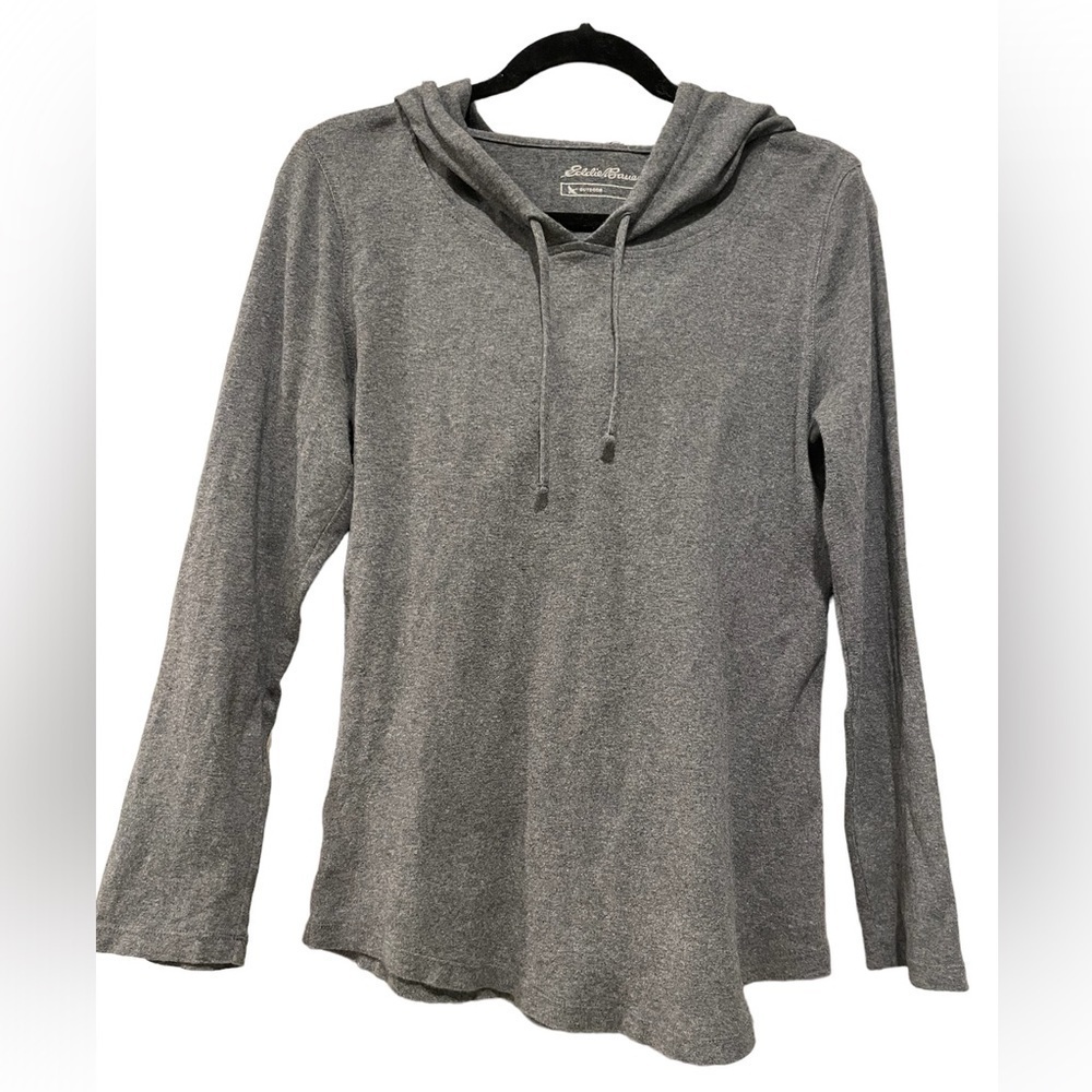 Eddie Bauer women’s Outdoor hooded gray long-sleeve pullover size Medium